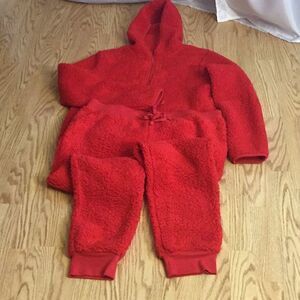Juniors size 15 to 17 suit in bright red fluffy material